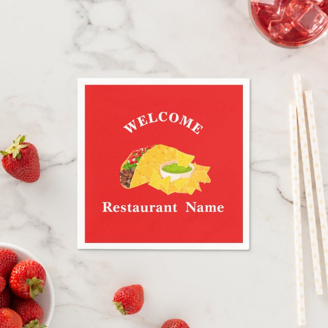 Mexican food restaurant welcome tacos Personalized Napkin (Insitu)