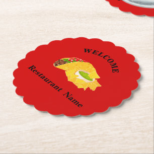 Mexican food restaurant welcome tacos Personalized Paper Coaster