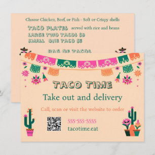 Mexican Food Taco Takeout or Delivery Flat Menu