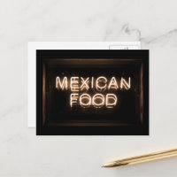 MEXICAN FOOD -Yellow Neon Sign