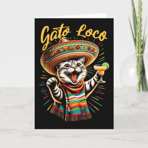 Mexican Gato Loco Sombrero Cat Cinco De Mayo Funny Card