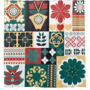 Mexican Geometric: Red Green Ornament.