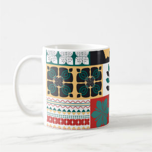 Mexican Geometric: Red Green Ornament. Coffee Mug