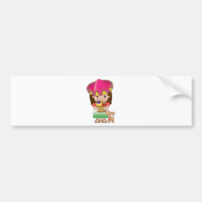 Mexican Girl and Dog Bumper Sticker (Front)