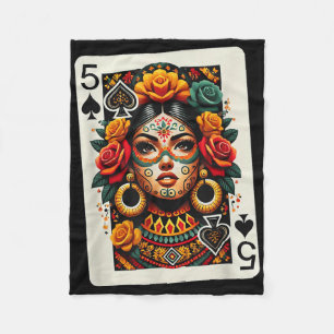 Mexican Girl Cinco De Mayo Fiesta Playing Card Fleece Blanket