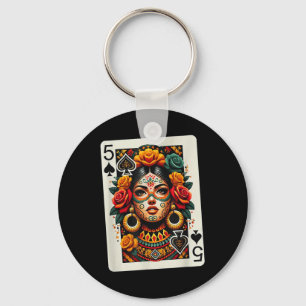 Mexican Girl Cinco De Mayo Fiesta Playing Card Keychain