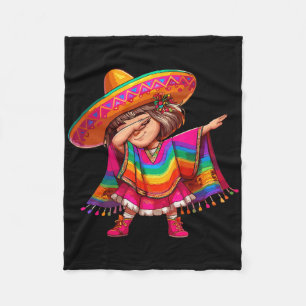 Mexican Girl Cinco De Mayo Sombrero Latina Mexican Fleece Blanket