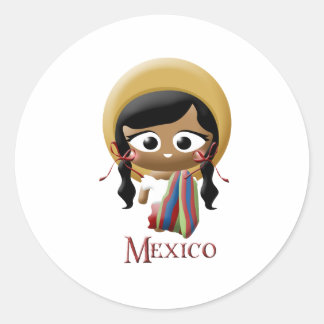 Mexican Girl Classic Round Sticker