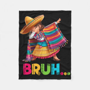Mexican Girl Dabbing Bruh Poncho Funny Cinco De Ma Fleece Blanket