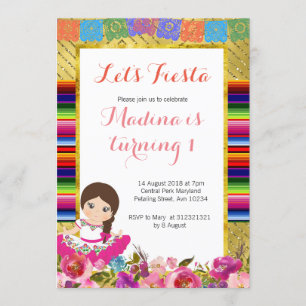 Mexican Girl First birthday invitations