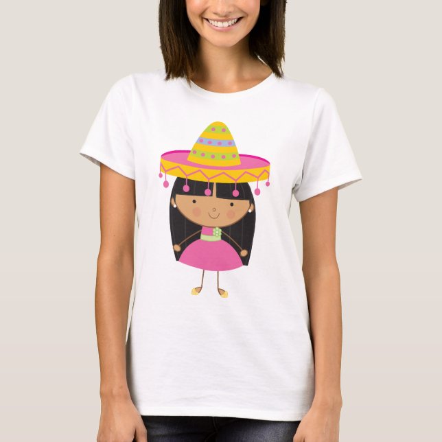 Mexican Girl in Sombrero T-Shirt (Front)