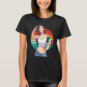 Mexican Girl Mexicana Latino Pride Mexico Flag Vin T-Shirt