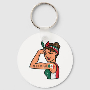 Mexican Girl Mujer Rosie Riveter Cinco De Mayo Fie Keychain