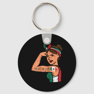 Mexican Girl Mujer Rosie Riveter Cinco De Mayo Fie Keychain