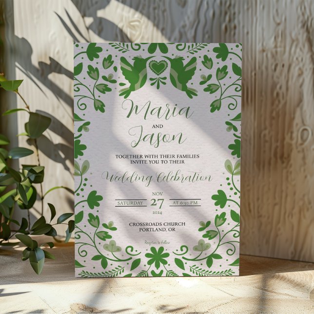 Mexican Green Floral Romantic Aesthetic Wedding Invitation (Mexican Green Floral Romantic Aesthetic Wedding Invitation)