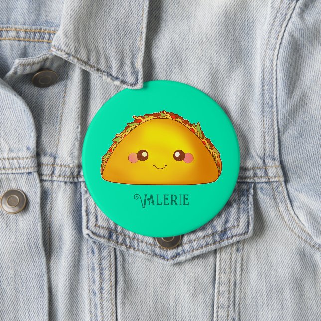  Mexican Ground Beef Hard Shell Taco 4 Inch Round Button (In Situ)