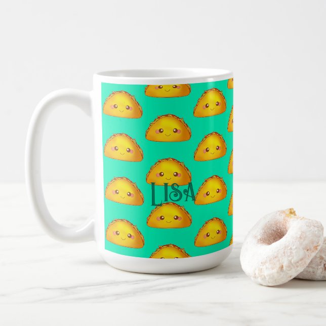 Mexican Ground Beef Hard Shell Taco Coffee Mug (With Donut)