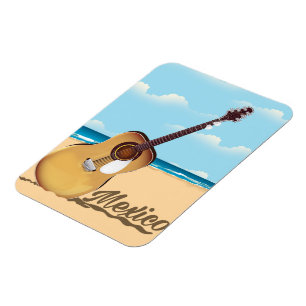 Mexican Guitar Beach travel poster Magnet