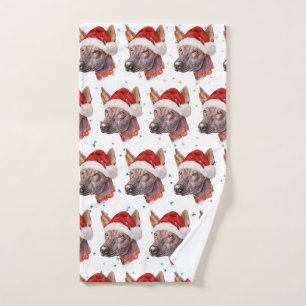 Mexican Hairless Dog Breed Christmas Stars Hand Towel