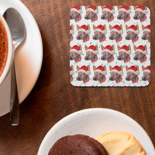 Mexican Hairless Dog Breed Christmas Stars Square Paper Coaster