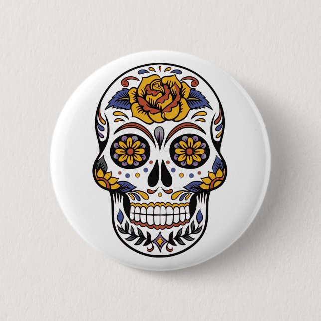 Mexican Halloween Mask Pin Button (Front)