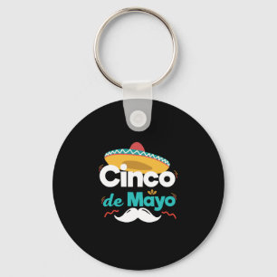 Mexican Hat and Moustache Cinco De Mayo Celebratio Keychain