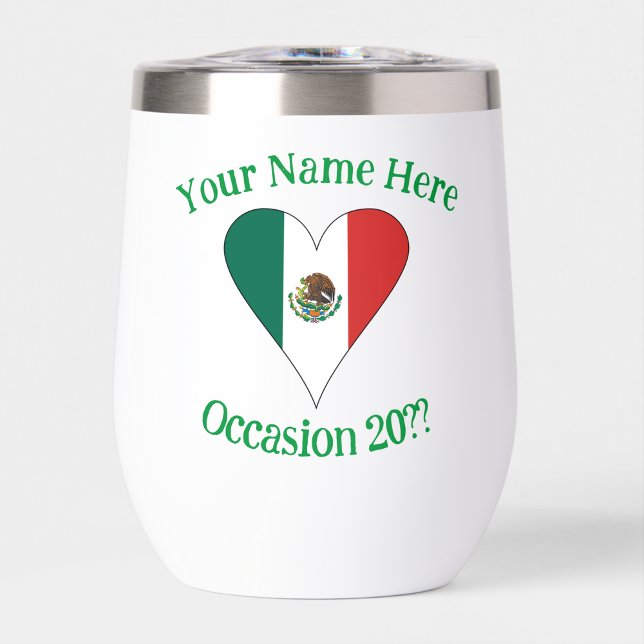 Mexican Heart Flag Green Personalized Text  (Creator Uploaded)