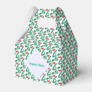 Mexican Heart LOVE Tiled Green Personalized Gable Favor Box