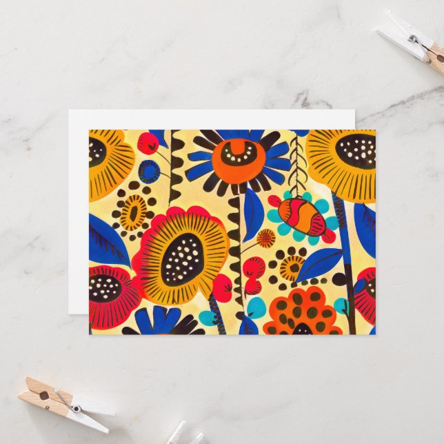 Mexican Heritage Floral Print Invitation (Front/Back In Situ)
