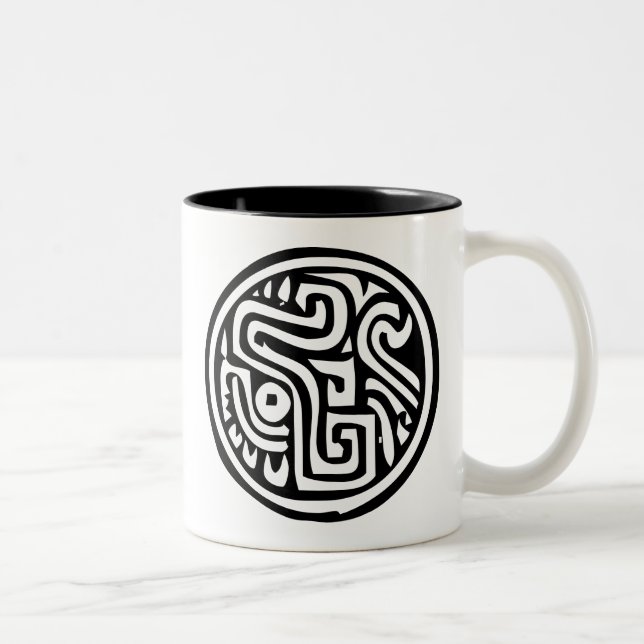 Mexican hieroglyph(Maya) Two-Tone Coffee Mug (Right)