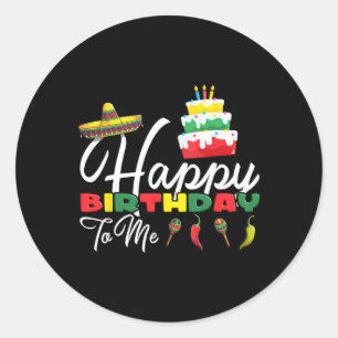 Mexican Holliday Sombrero Cute Cake Happy Birthday Classic Round Sticker