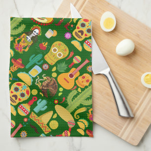 Mexican Icons Pattern Kitchen Towel