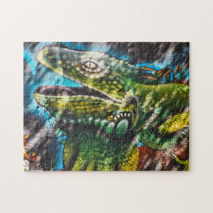 Mexican Iguana Mural in Playa Del Carmen Jigsaw Puzzle