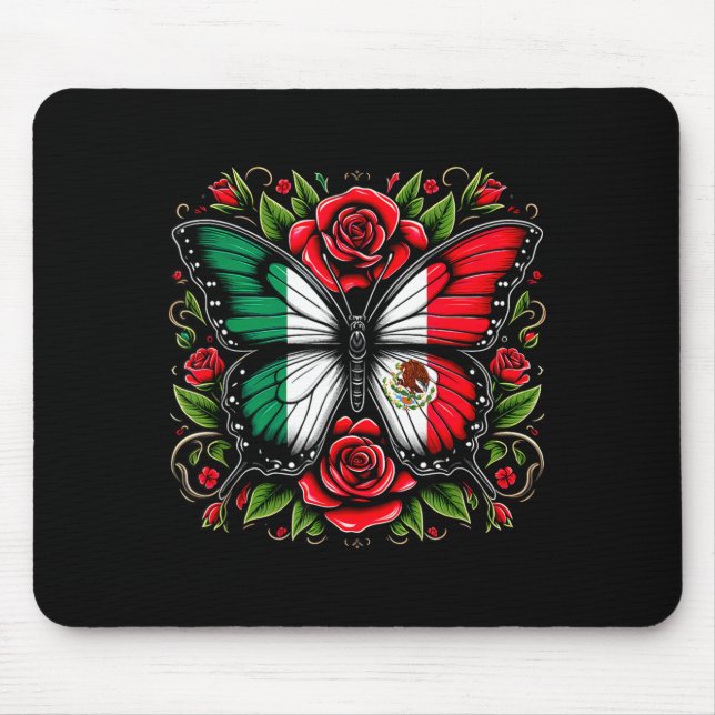 Mexican independence day _ mexico butterfly flag mouse pad (Front)