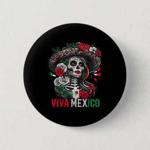 Mexican independence day sugar skull viva mexico 2 inch round button