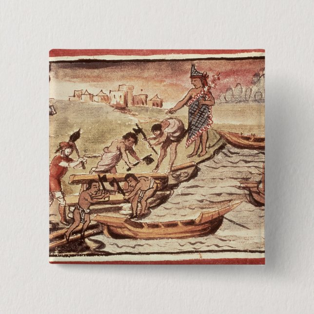 Mexican Indian boatbuilders 2 Inch Square Button (Front)