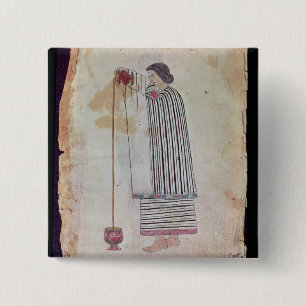 Mexican Indian Preparing Chocolate, from the Codex 2 Inch Square Button