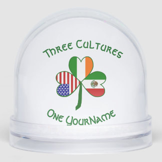 Mexican Irish American Flags Shamrock Personalized Snowglobe