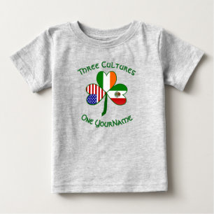 Mexican Irish American Flags Shamrock Your Name Baby T-Shirt