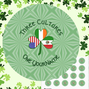 Mexican Irish American Shamrock Flag Classic Round Sticker
