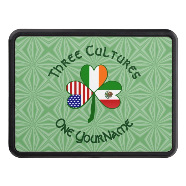 Mexican Irish American Shamrock Personalized  Trailer Hitch Cover (Front)
