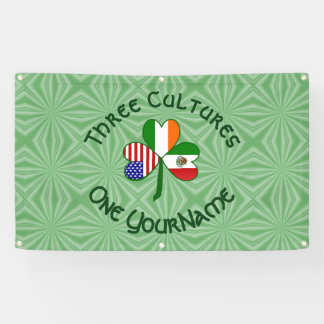 Mexican Irish USA Flags Shamrock Personalized Banner