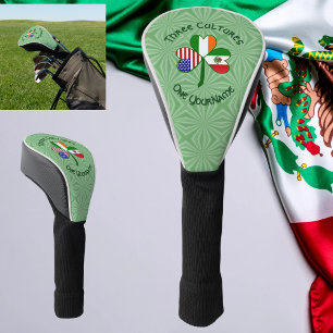 Mexican Irish USA Flags Shamrock Personalized  Golf Head Cover