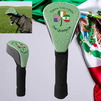 Mexican Irish USA Flags Shamrock Personalized Golf Head Cover