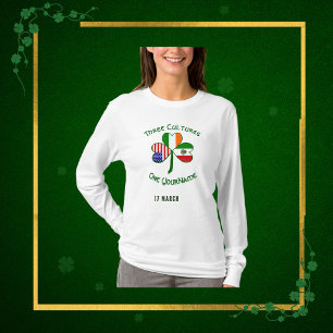 Mexican Irish USA Flags Shamrock Personalized T-Shirt