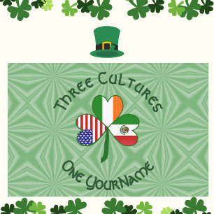 Mexican Irish USA Flags Shamrock Personalized  Tissue Paper