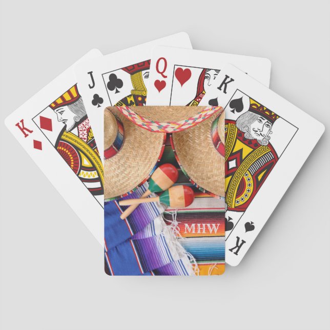 Mexican Items custom monogram playing cards (Back)