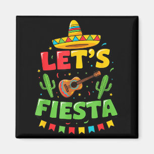 Mexican Lets Fiesta Guitar Cactus Folk Style Cinco Magnet