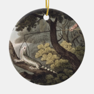 Mexican Lizard Catcher, engraved by Matthew Dubour Ceramic Ornament