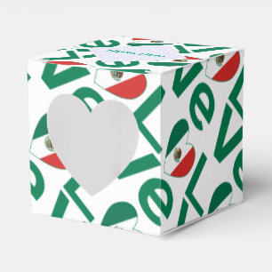 Mexican LOVE Tiled Green Personalized Heart Favor Box